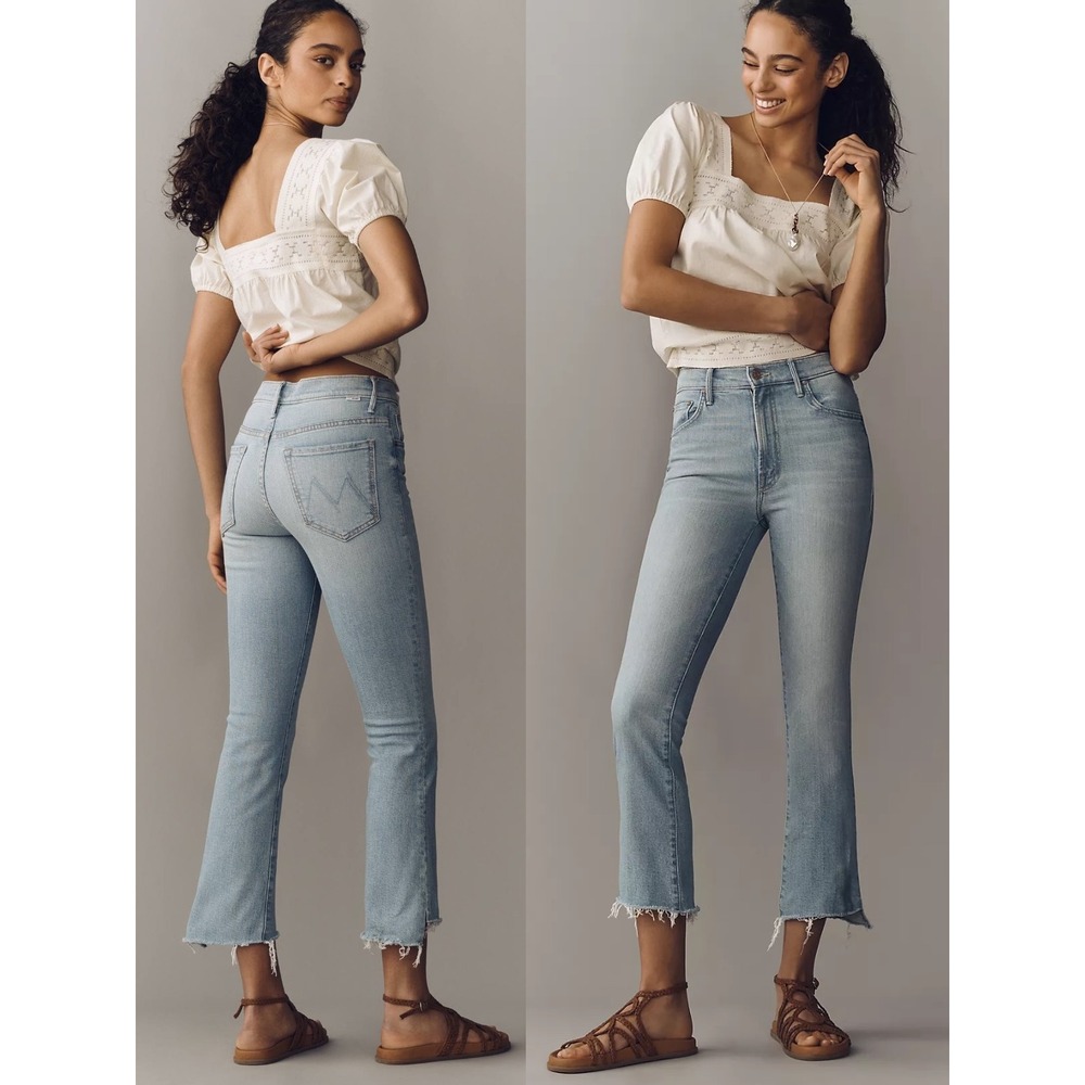 NWT MOTHER Insider High-Rise Crop Straight Step Fray Jeans‎ - Size 31